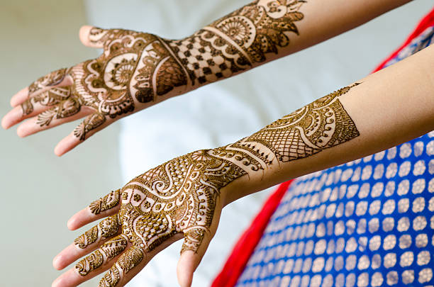 Image Detail Of Henna Being Applied To Hand.