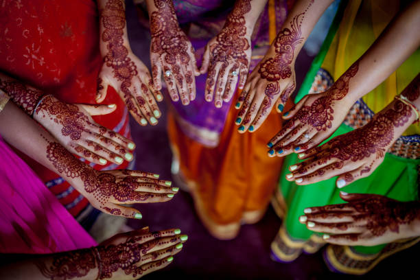 Brides Maids Showing Off Her Henna Designs