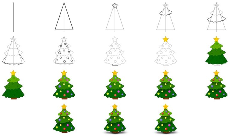 Christmas Tree Drawings Collage