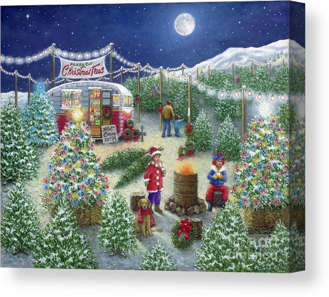 A Lot Of Christmas Trees Christmas Tree Lot Janet Kruskamp Canvas Print