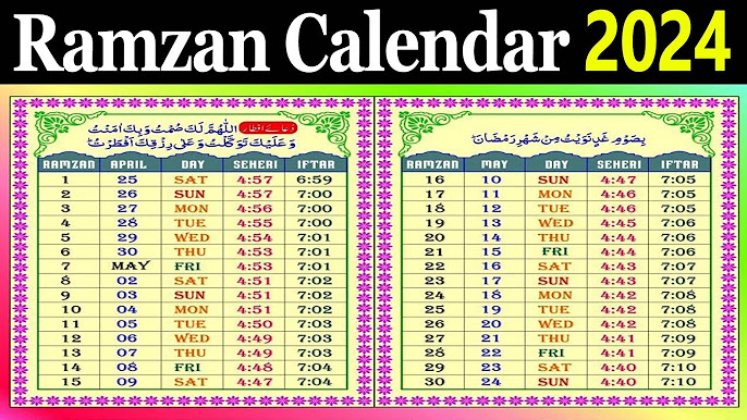 Ramadan 2024 Calender