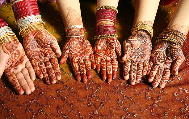 Henna On Hands Of Indian Ladies