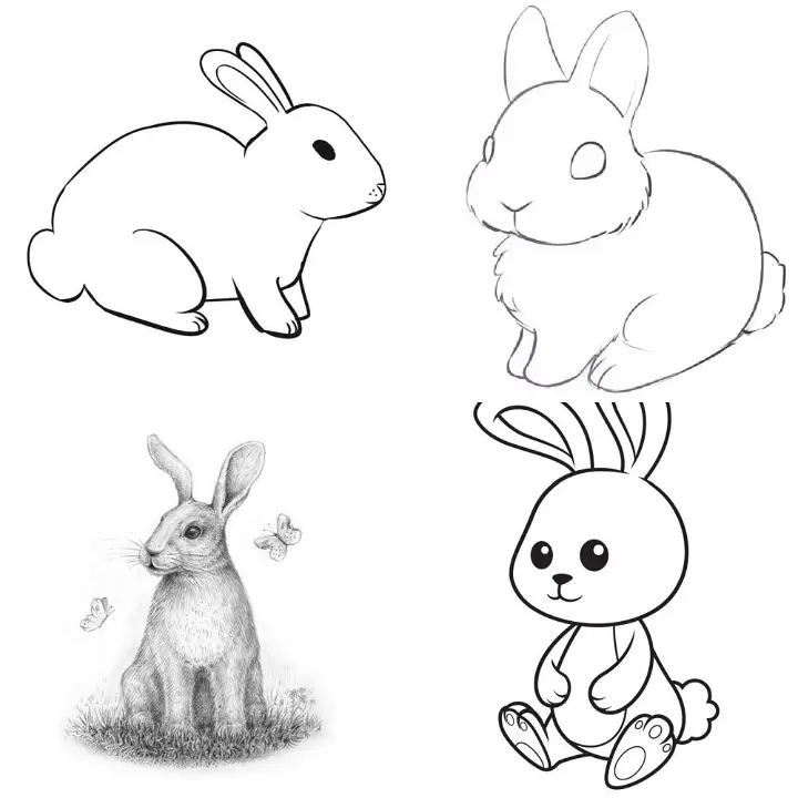 Bunny Rabbit Simple Black White Minimalist Statement Animal print
