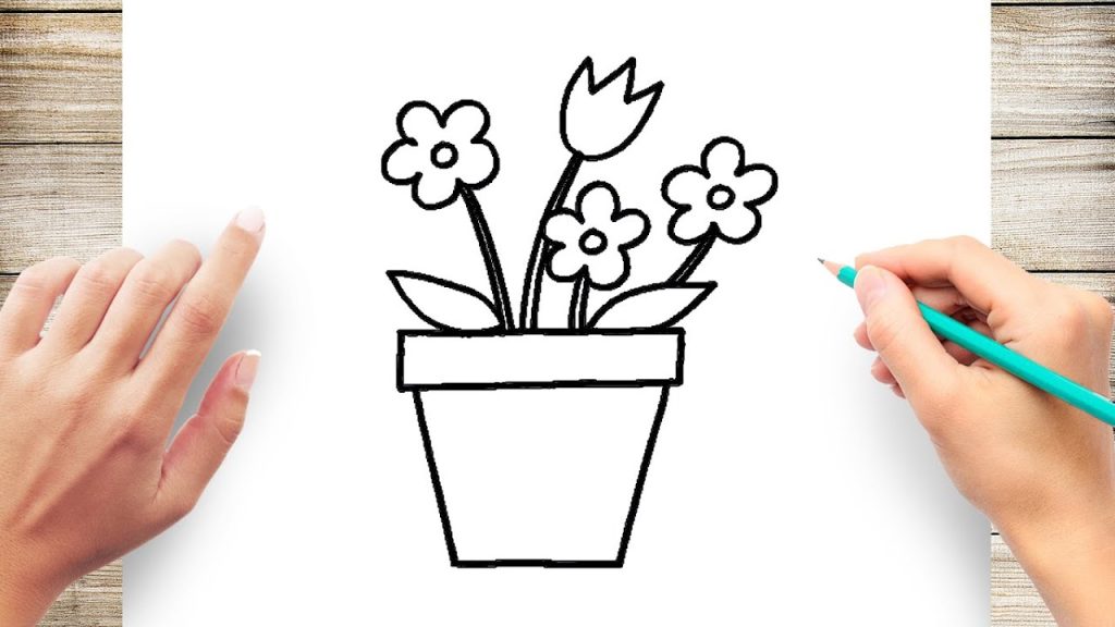 Flower Pot Drawing || Simple Flower Pot Drawing || Flower Vase Drawing Easy  Way... - YouTube