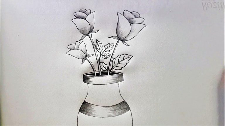 flower pot drawing | simple flower pot drawing| easy flower vase drawing  for beginners | Simple art - YouTube