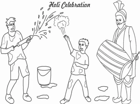 How to happy Holi drawing || Indian festival Holi poster making || Holi  celebrations scenery