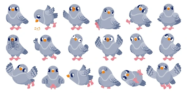 Cartoon Pigeon Funny Bird Character 600nw 2165655759