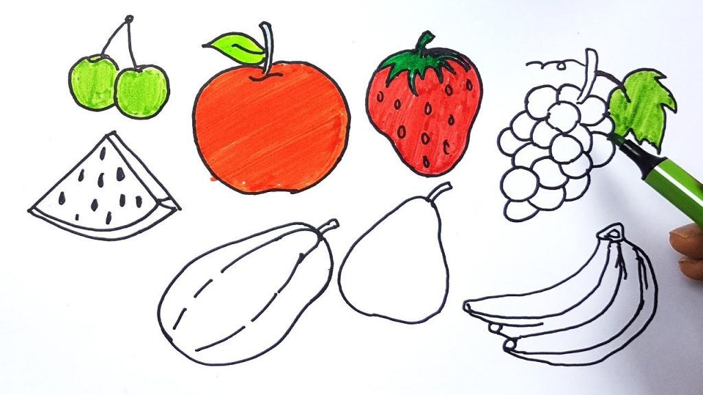 Simple Fruits Drawing Kids Stock Illustration 2303592041 | Shutterstock