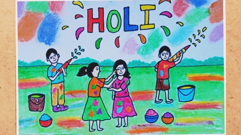 holi drawing easy|Holi drawing for kids| holi drawing for class 1,2,3,4|  class 5| drawing holi2021 - YouTube