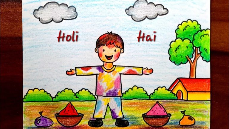 HolidrawingHOW TO DRAW HOLI FESTIVAL SCENERY DRAWING WITH COLOUR/EASY HOLI  SPECIAL SCENERY DRAWING | Art drawings for kids, Drawing for kids, Drawing  scenery