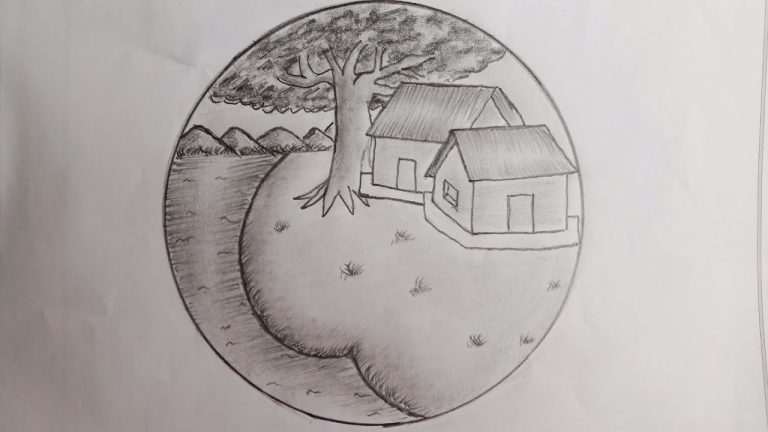 circle scenery drawing // natural scenery drawing for beginners // eas... |  TikTok