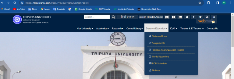 Tripura University Question Papers