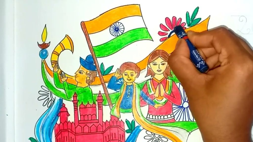 Republic day Drawing | Republic day Drawing for kids | Indian Flag Drawing  easy | Easy Republic day - YouTube