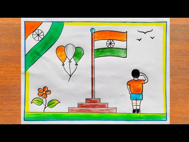 Premium Vector | Illustration of an indian flag india independence day  oneline drawing