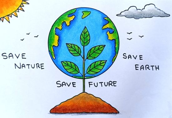How to draw world environment day poster, Save nature drawing easy - YouTube