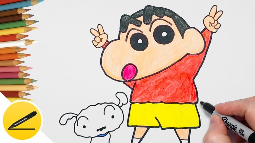 How to draw Shinchan step by step #shinchan | Easy cartoon drawings,  Cartoon drawings, Simple cartoon