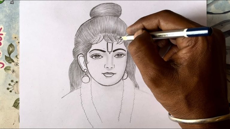 Simple Krishna drawing and cow - step by step, Krishna sketch for beginners  | Flute drawing, Krishna drawing, Easy drawings