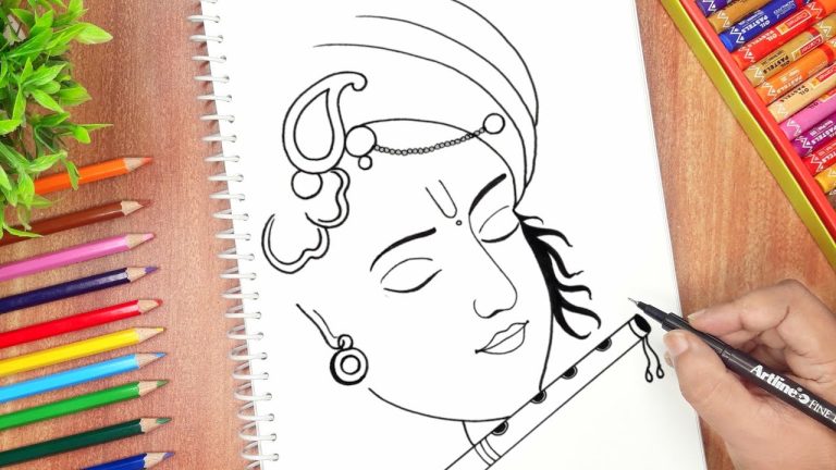 Easy Drawing of Lord Krishna | Lord Krishna Drawing Step by Step for  Beginners | Krishna drawing, Easy drawings, Flute drawing