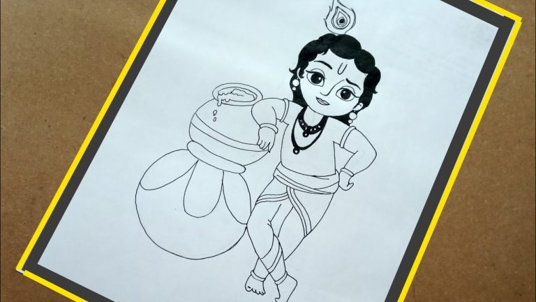 Janmashtami Special Drawing| Easy Lord Krishna drawing Trick | How To Draw  Krishna step by step - YouTube