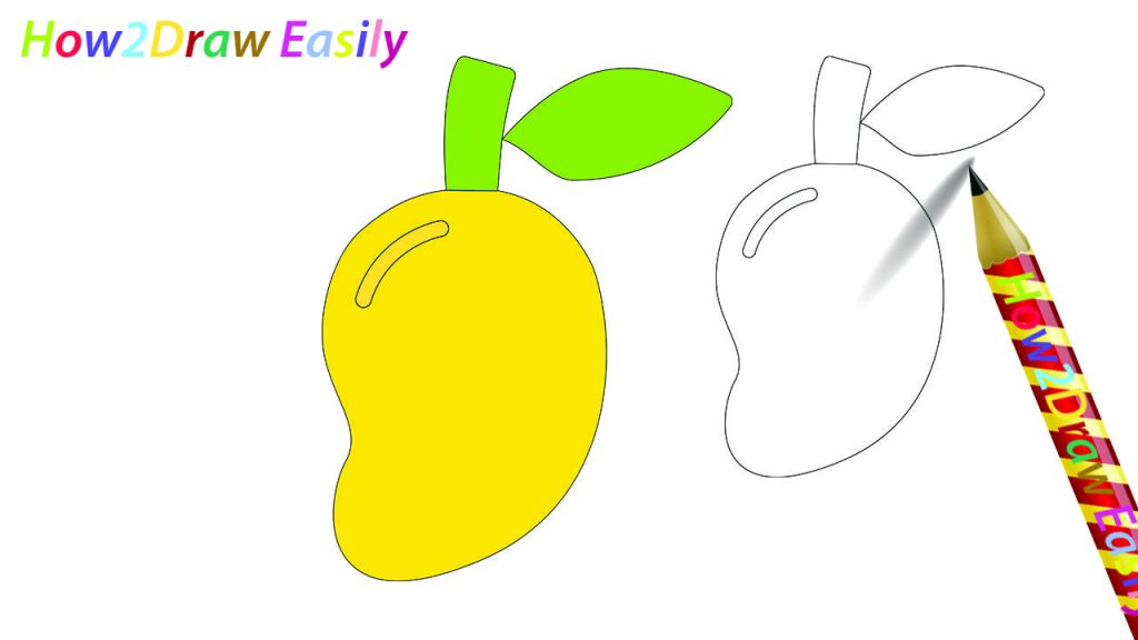 How to draw a mango step by step - YouTube | Fruits drawing, Drawing for  kids, Basic drawing for kids