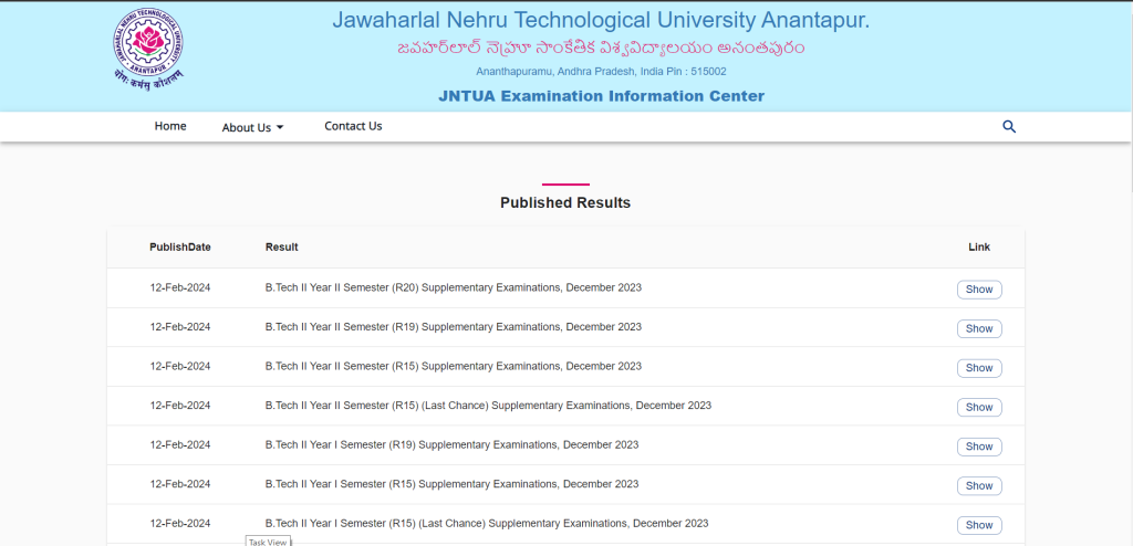 JNTUA Results