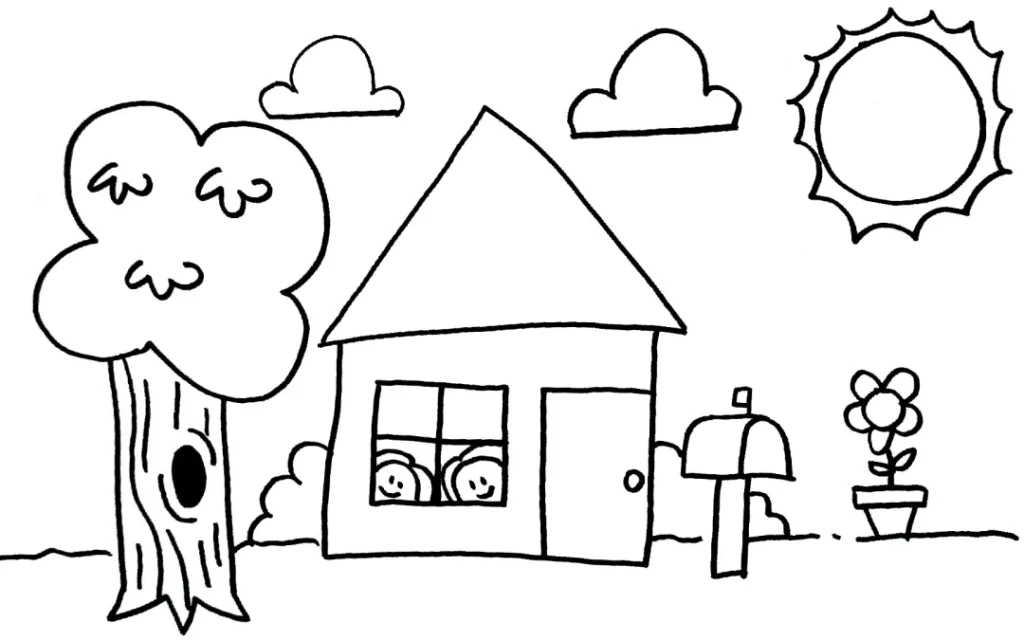 Premium Vector | Simple drawing continous line art of children