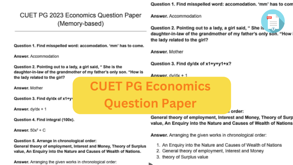 CUET PG Economics Question Paper