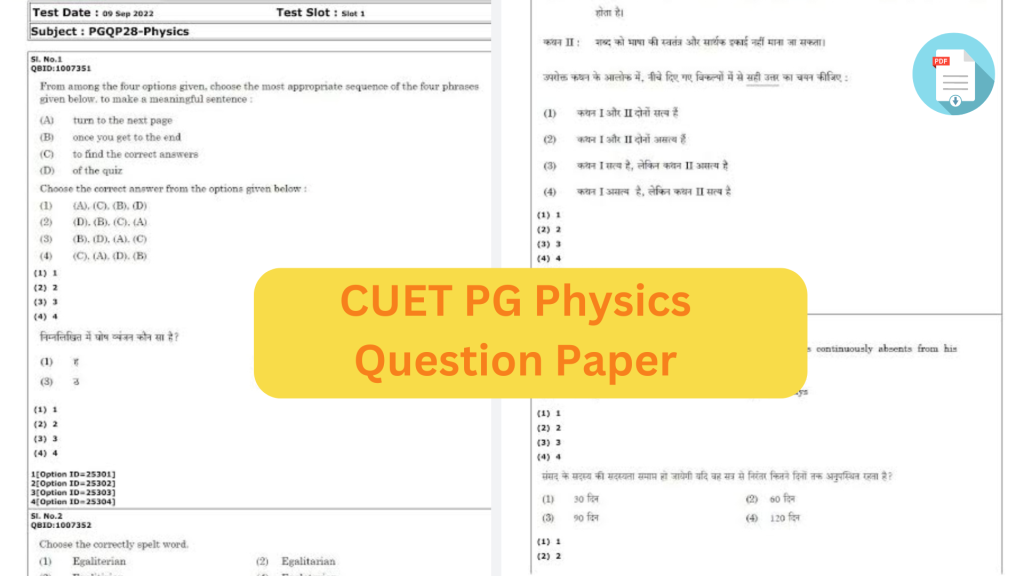 CUET PG physics Question Paper